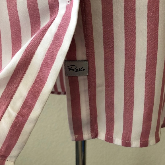 Rails Aly Button Up Top Blouse Striped Garnet XS - Picture 6 of 8